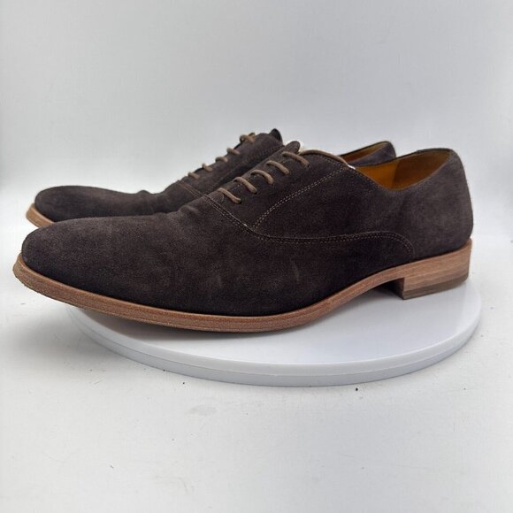 Undandy Oxford Classic Men Size 10 Lace Up Dress Shoes Tan Brown Suede - Picture 2 of 13